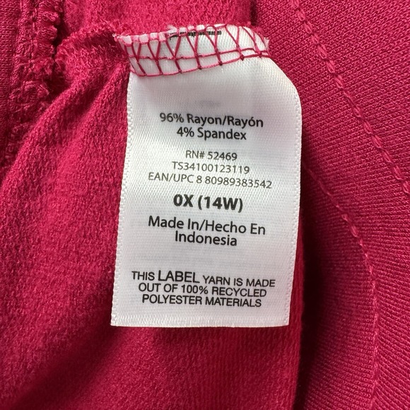 Terra & Sky Pink Wide Leg Pants w/ Elastic Waistband & Drawstring Sz 14W #328 - Picture 7 of 9